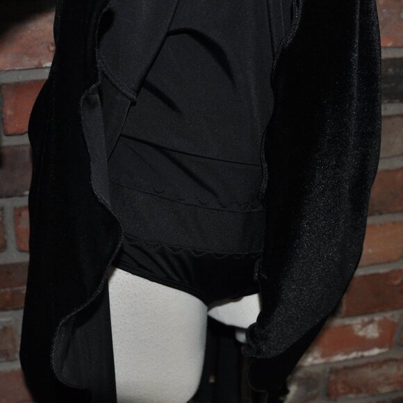 SixO Black Velvet Figure Skating Dance Competition Dress Sheer Sleeves L - Picture 8 of 11